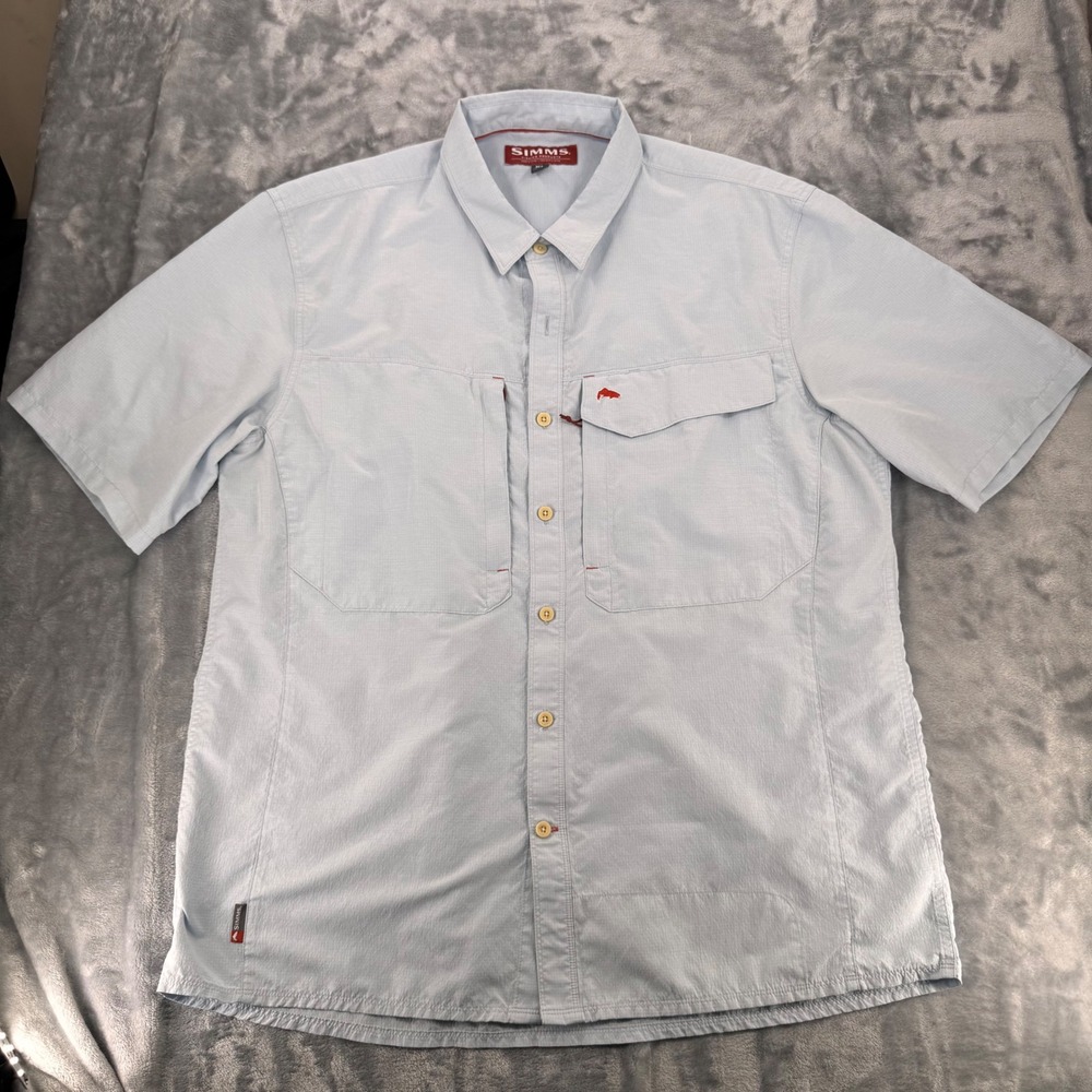 Simms Fishing Products Mens XL Blue Short Sleeve Button Up Fishing Shirt 38897‎ - Picture 3 of 9